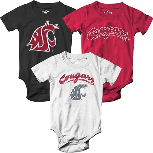 Wes and Willy Baby College Team 3 Pack of Cotton Rompers