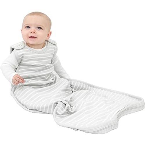 Woolino 4 Season Baby Sleep Sack - Ultimate Merino Wool and Organic Cotton Baby Sleeping Bag - Two-Way Zipper Adjustable Universal Size Sleep Sack (2-24 Months) - Birch Gray