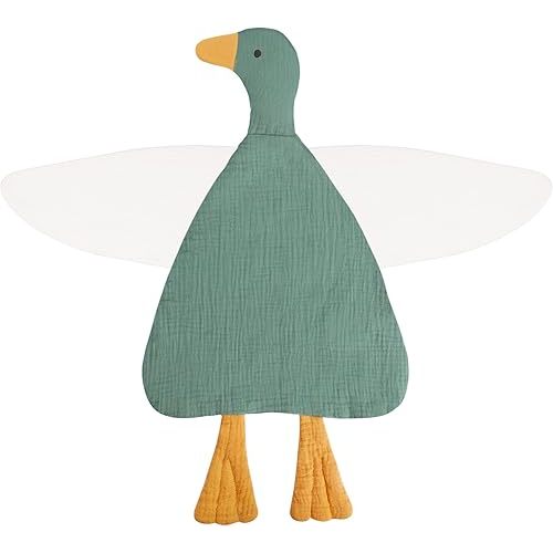 Baby Toys Lovey Blanket Soft Duck Toys for Newborn Essentials 0-6 Months, Sensory Stuffed Animal Security Blanket for Boys and Girls (Duck-Roman Green)