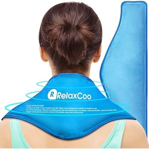 Neck Ice Pack Wrap, Reusable Gel Ice Pack for Neck Shoulders, Cold Compress Therapy for Pain Relief, Injuries, Swelling, Bruises, Sprains, Inflammation and Cervical Surgery Recovery