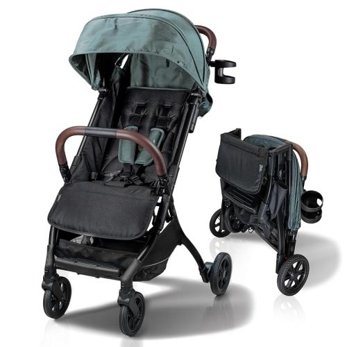 Lightweight Baby & Toddler Stroller, Ultra Compact, Airplane-Friendly Travel Stroller, One-Handed Fold, Near Flat Recline, X-L Canopy & Parent Cup Holder -LinQ (v2 Sage Green)