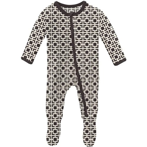 KicKee Print Footies with Zipper, Super Soft One-Piece Jammies, for Babies and Kids, Spring 2
