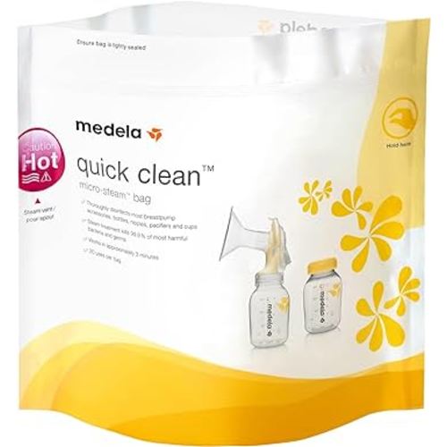 Medela Quick Clean Micro-Steam Bags Eliminates 99.9% Of The Most Harmful Bacteria And Germs ( Packaging May Vary )