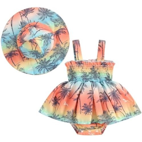 Mubineo Baby Girl Summer Clothes Floral Romper Dress Infant Sleeveless Rompers Skirt One Piece Boho Sun Dress Outfits