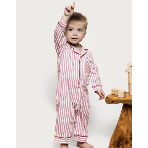 Baby's Twill Classic Romper in Antique Red Ticking