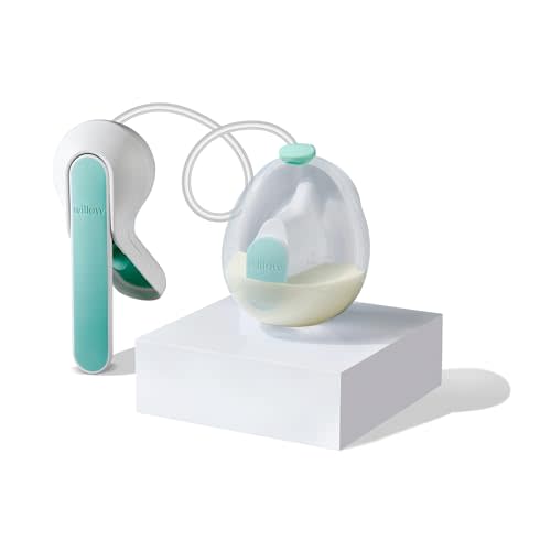Willow Wave - Wearable Manual Breast Pump - Fits Fully in Bra - Ergonomic Handle - 24mm Soft Silicone Flange - Wearable Breastfeeding Pump - Hospital Grade Suction - Postpartum Essentials - Holds 5oz