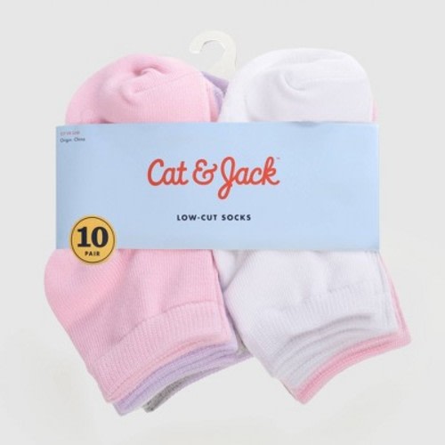 Toddler Girls' 10pk Low Cut Socks - Cat & Jack™, Size: 6-12M