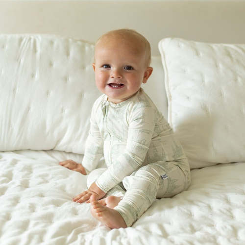 Southern Slumber Sage Toile Double Zipper Bamboo Sleeper – ZukaBaby