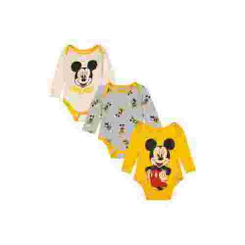 Disney Mickey Mouse Baby Boy 3 Pack Bodysuits, Sizes 0-9M
