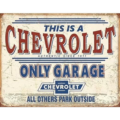 Desperate Enterprises Chevrolet Only Garage Tin Sign - Nostalgic Vintage Metal Wall Decor - Made in USA