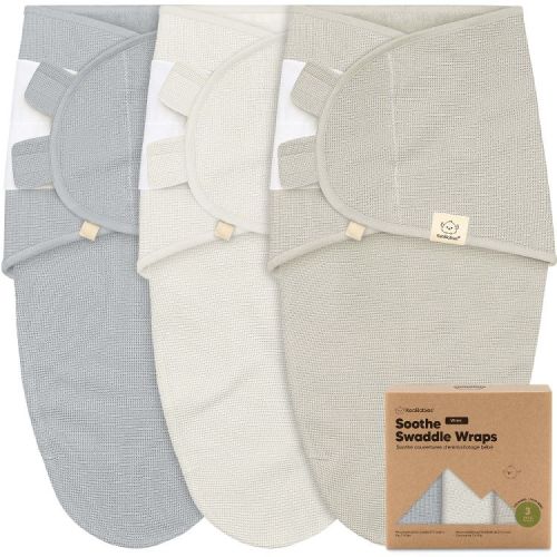 3pk Soothe Wren Swaddle Sleep Sacks, Organic Newborn Swaddles Wrap 0-3 Months, Soft Baby Wearable Blanket (Granite, One Size)