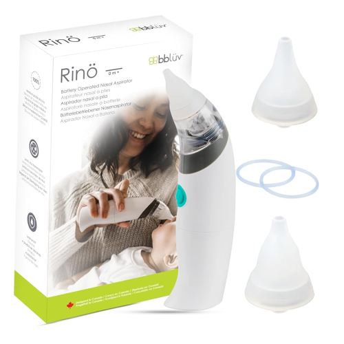 bblüv Rinö - Aspirateur nasal pour bébé, sûr, rapide et hygiénique pour nouveau-nés et tout-petits, blanc