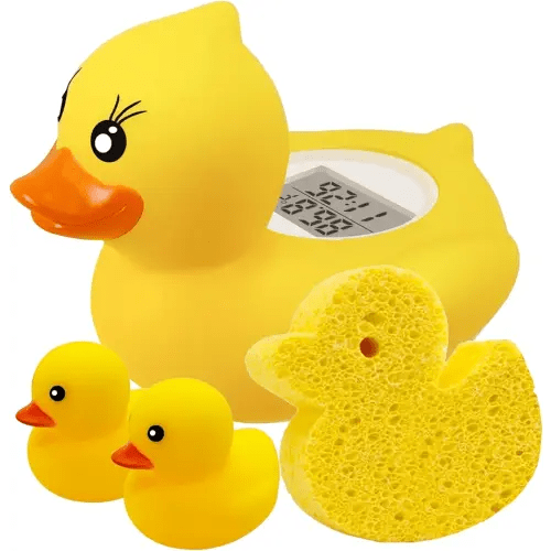 Baby Bath Thermometer (Sponge Upgraded Set),The Infant Baby Bath Floating Toy Safety Temperature Duck Thermometer