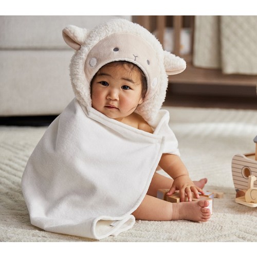 Lamb Faux Fur Baby Hooded Towel