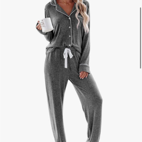 Aamikast Women's Pajama Sets Long Sleeve Button Down Sleepwear Nightwear Soft Pjs Lounge Sets