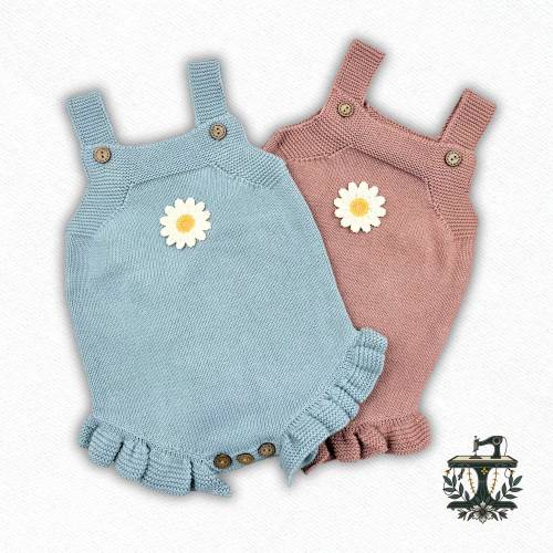 Ultimate Daisy Dream | Knitted Daisy Romper | Boho Baby | 100% Organic Cotton | Baby Girl Clothing
