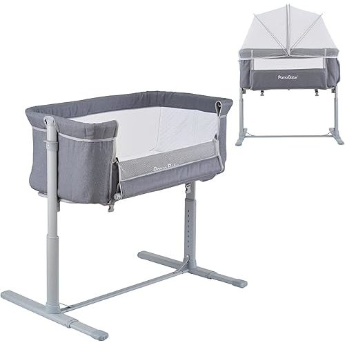 Pamo babe Bassinet Bedside Bassinets 8 Recline Heights Portable Crib Comfortable Mattress with Cover