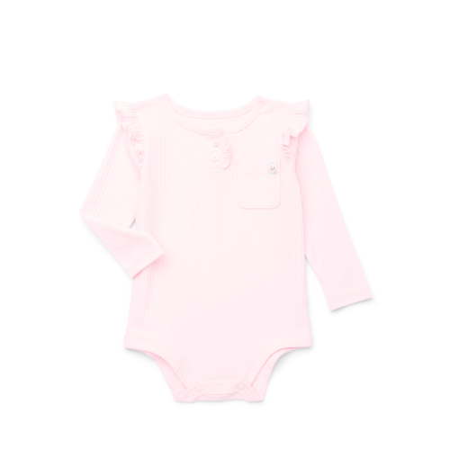 Garanimals Baby Girl Henley Bodysuit with Front Pocket and Long Sleeves, Sizes 0-24 Months