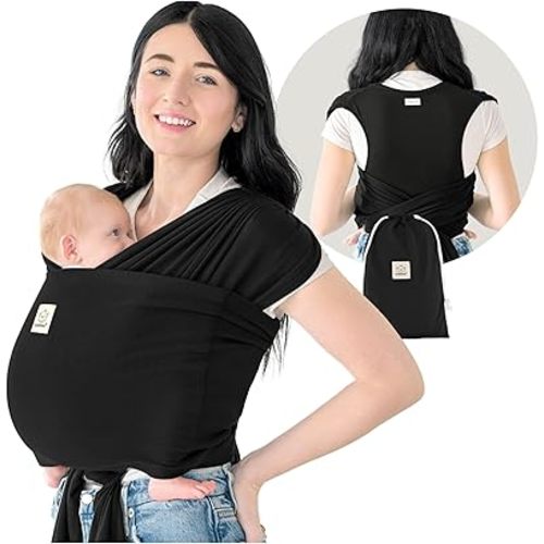 KeaBabies Baby Wrap Carrier Ring Sling - Easy to Wear, Adjustable D-Lite Baby Carrier Newborn to Toddler, Infant Carrying Shirt, Hands Free Bonding, Breathable Fabric Wearing Wrap (Trendy Black)