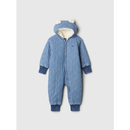 Baby Quilted Cozy Chambray One-Piece in medium wash, size: 0-3 M