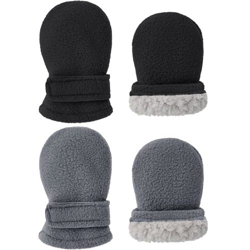 American Trends 2 Pairs Toddler Mittens Unisex Lined Fleece Gloves Winter Warm kids Mitten for Baby Boys and Girls
