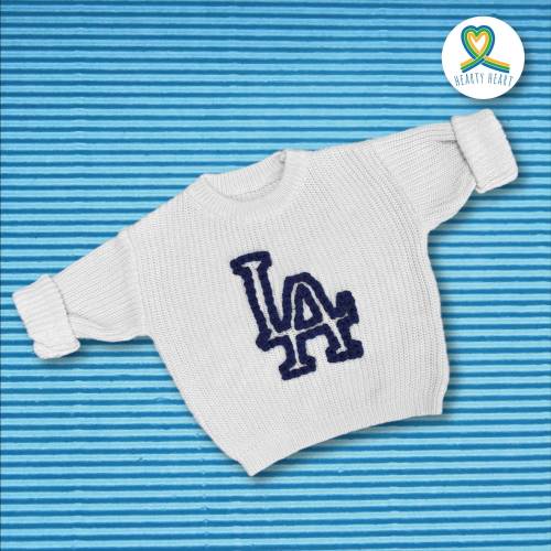 LA Dodgers Baby and kids sweater, handmade embroidered