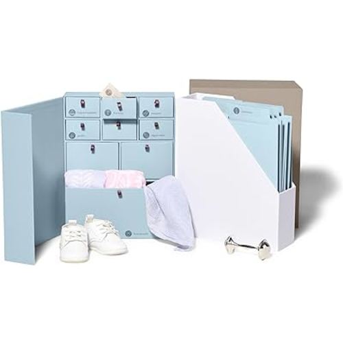 Savor | The Original Deluxe Baby Keepsake Box | Fabric Bound Acid-Free Gender-Neutral Minimalist Newborn Keepsake and Memory Organizer with Labels | for Pregnancy, Mother’s Day, Baby Shower, New Baby