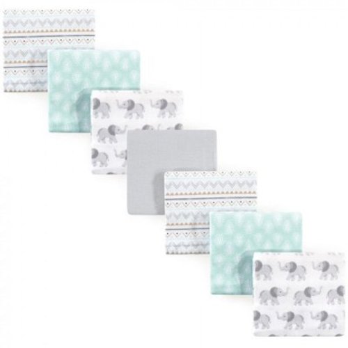 Hudson Baby Infant Cotton Flannel Receiving Blankets Bundle, Gray Elephant, One Size