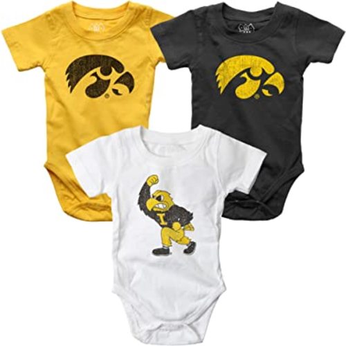 Wes and Willy Baby College Team 3 Pack of Cotton Rompers