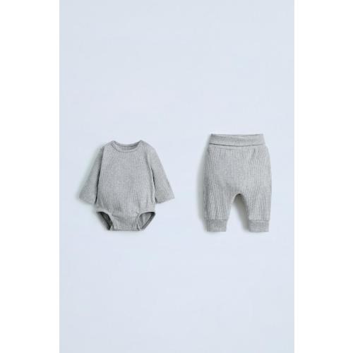 RIB BODYSUIT AND LEGGINGS PACK - Gray marl | ZARA United States