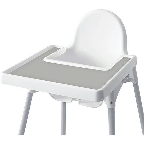 High Chair Placemat for IKEA Antilop Baby High Chair, Silicone Placemats, High Chair Tray Finger Foods Placemat for Boys and Girls, Babies, Toddlers (Light Gray)