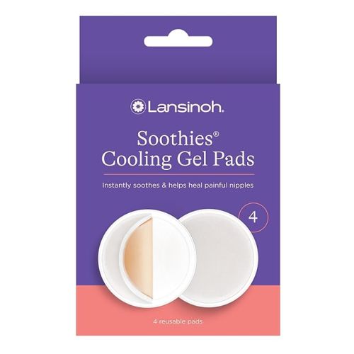 Lansinoh Soothies Cooling Gel Pads, 4 Count, Breastfeeding Essentials, Provides Cooling Relief for Sore Nipples - 4 Pack - Soothies Breast Gel Pads, 4 Pack