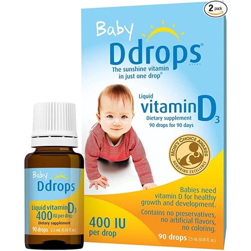 Ddrops 1072834 400 IU Liquid Vitamin D3 Drops for Babies, 0.08 Fl. Oz (Pack of 2) - 0.08 Fl Oz (Pack of 2)