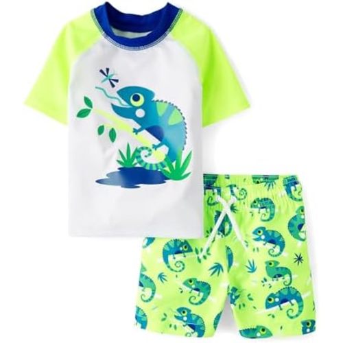 The Children's Place Boys' and Toddler Short Sleeve Rashguard and Bottoms