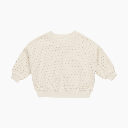 Quincy Mae Velour Relaxed Sweatshirt - Natural, 3-6 M