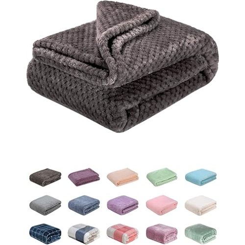 Fuzzy Throw Blanket, Plush Fleece Blankets for Adults, Toddler, Boys and Girls, Warm Soft Blankets and Throws for Bed, Couch, Sofa, Travel and Outdoor, Camping (40Wx60L, M-Eagle Grey)
