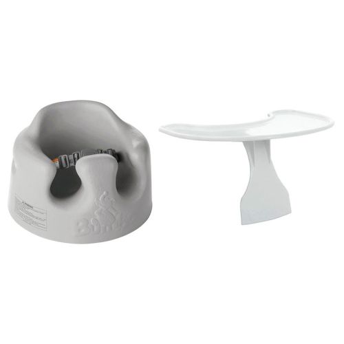 Bumbo Baby Infant Children Toddler Soft Foam Floor Seat With 3-point Adjustable Harness And Eating And Play Top Tray Attachment, Cool Grey