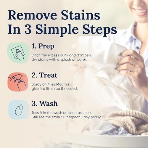 Miss Mouth's Messy Eater Stain Treater Spray - 4oz 3 Pack Stain Remover - Newborn & Baby Essentials - No Dry Cleaning Food, Grease, Coffee Off Laundry, Underwear, Fabric
