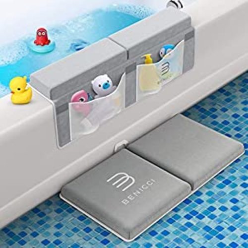 Comfortable Bath Kneeler and Elbow Kneeling Rest Pad for Baby Bathing Parents - Painless Foam Mat with Toy Organizer Pockets - Quick Drying, Foldable, Non-Slip for Baby and Toddler Bathing : Baby