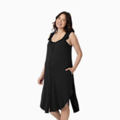 Kindred Bravely Ruffle Strap Labor & Delivery Gown - Black, Medium/Large