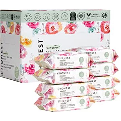The Honest Company Clean Conscious Unscented Wipes | Over 99% Water, Compostable, Plant-Based, Baby Wipes | Hypoallergenic for Sensitive Skin, EWG Verified | Rose Blossom, 576 Count
