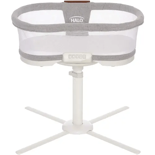 HALO BassiNest Swivel Baby Bassinet, Soothing Center, Vibration and Sound, Luxe Series, Dove Grey Tweed