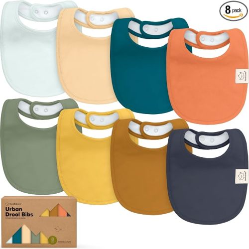 KeaBabies 8-Pack Organic Baby Bibs for Drooling and Teething - Soft Cotton Bibs for Baby Girl, Boy, Extra Absorbent, Easy to Clean & Put On for Toddler, Newborn, Infant 0-24 Months (Eclipse)