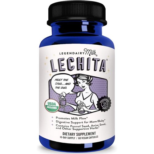 Legendairy Milk Lechita, Supports Milk Flow, Organic Fenugreek Free Breastfeeding Supplement, Organic Fennel & Anise, Made in USA, 60 Vegan Capsules