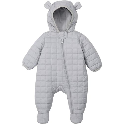 DDY Baby Girl Boy Snowsuit 0-3 Months Down Jacket Hooded Romper Jumpsuit Infant Onesie Winter Outwear Grey - 6-9 Months