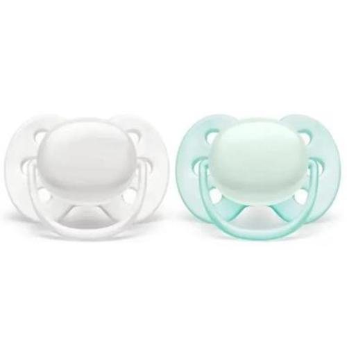 Avent - 2Pk Ultra Soft Pacifier Arctic White & Green, 0/6M