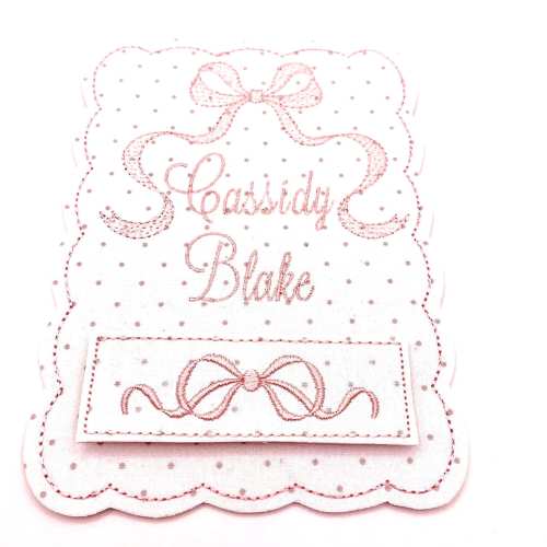 Embroidered Baby Girl Monthly Milestone Plaque with Bow