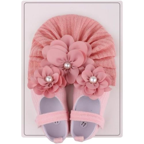 Newborn Infant Toddler Knit Socks Set & Matching Hat, Soft Breathable Seamless Cotton Blend, Daily Wear Photo Prop