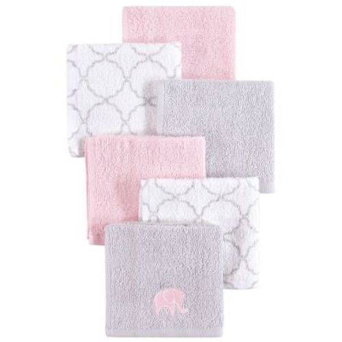 Hudson Baby Infant Girl Super Soft Cotton Washcloths, Pink Elephant, One Size