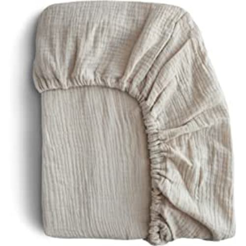 mushie Extra Soft Muslin Fitted Crib Sheet | 28"x 52" (Fog) : Baby